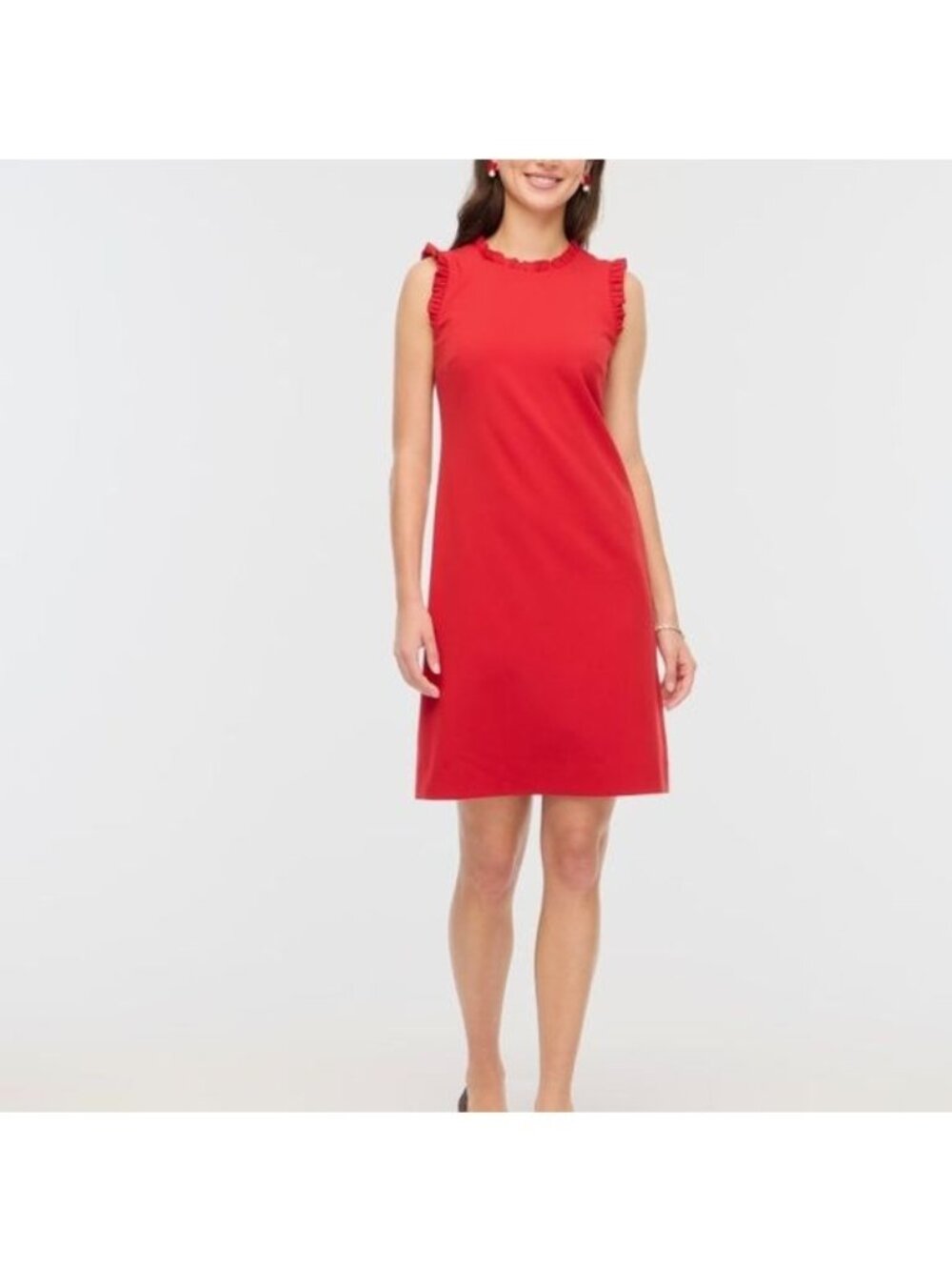 J. Crew Red Dress 6 Small A-Line Ruffle Mini NWT